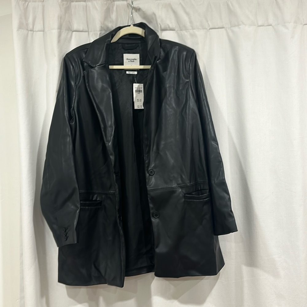 Abercrombie & Fitch Vegan Leather Blazer Coat